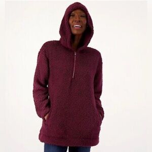 Koolaburra by UGG Brushed Back Sherpa Hoodie Pullover Fig Size Medium